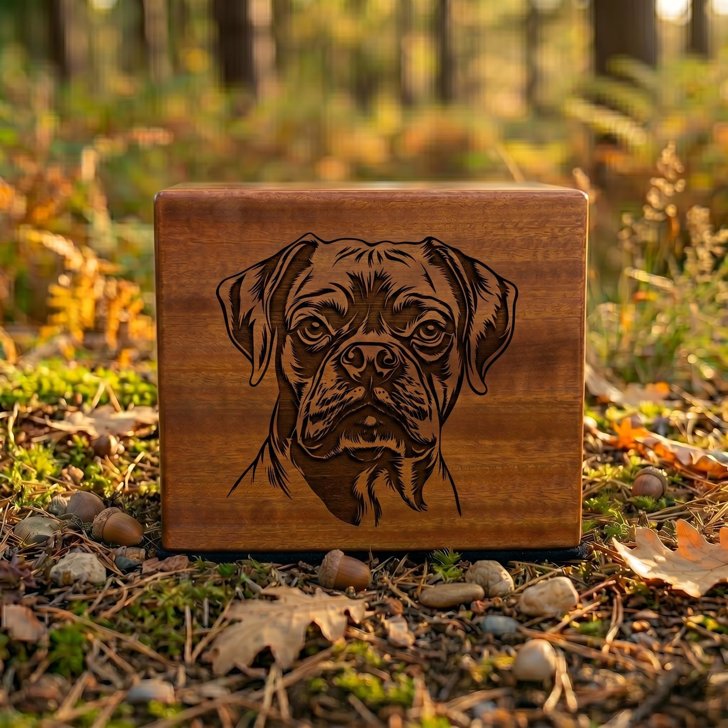 Boxer Stencil Engraved Wood Memorial