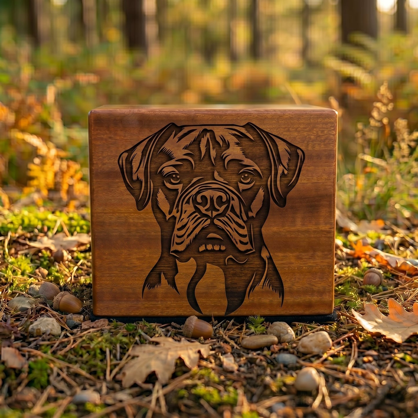 Boxer Stencil Engraved Wood Memorial