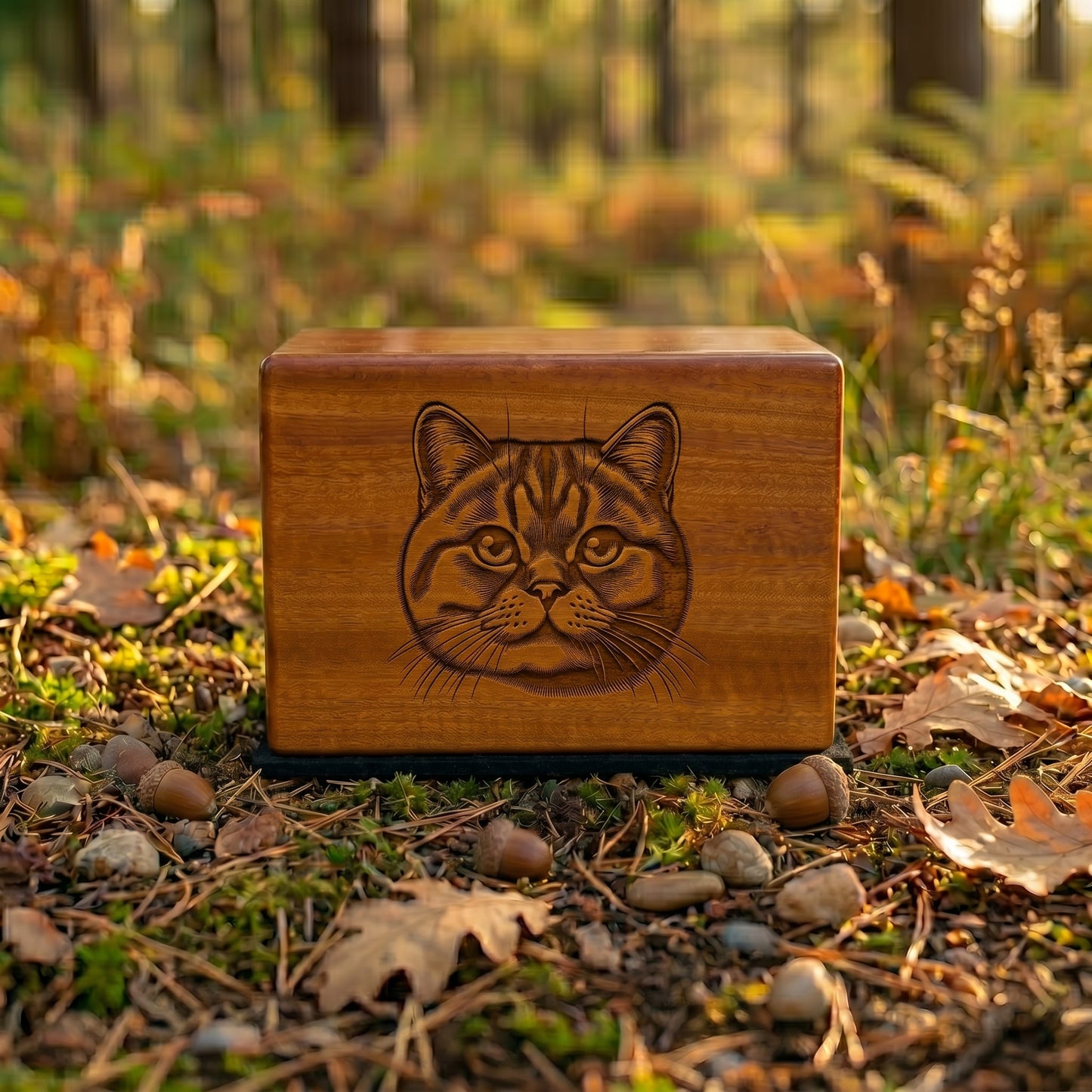 British Shorthair Stencil Engraved Wood Memorial