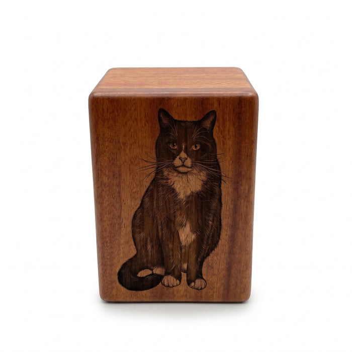 Custom Engraved Cat Wood Pet Urn Memorial