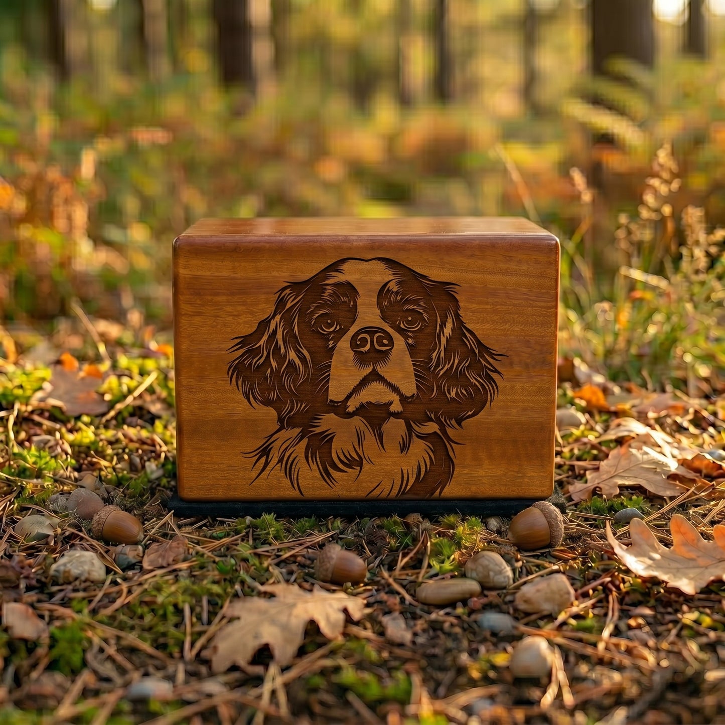 Cavalier King Charles Spaniel Stencil Engraved Wood Memorial