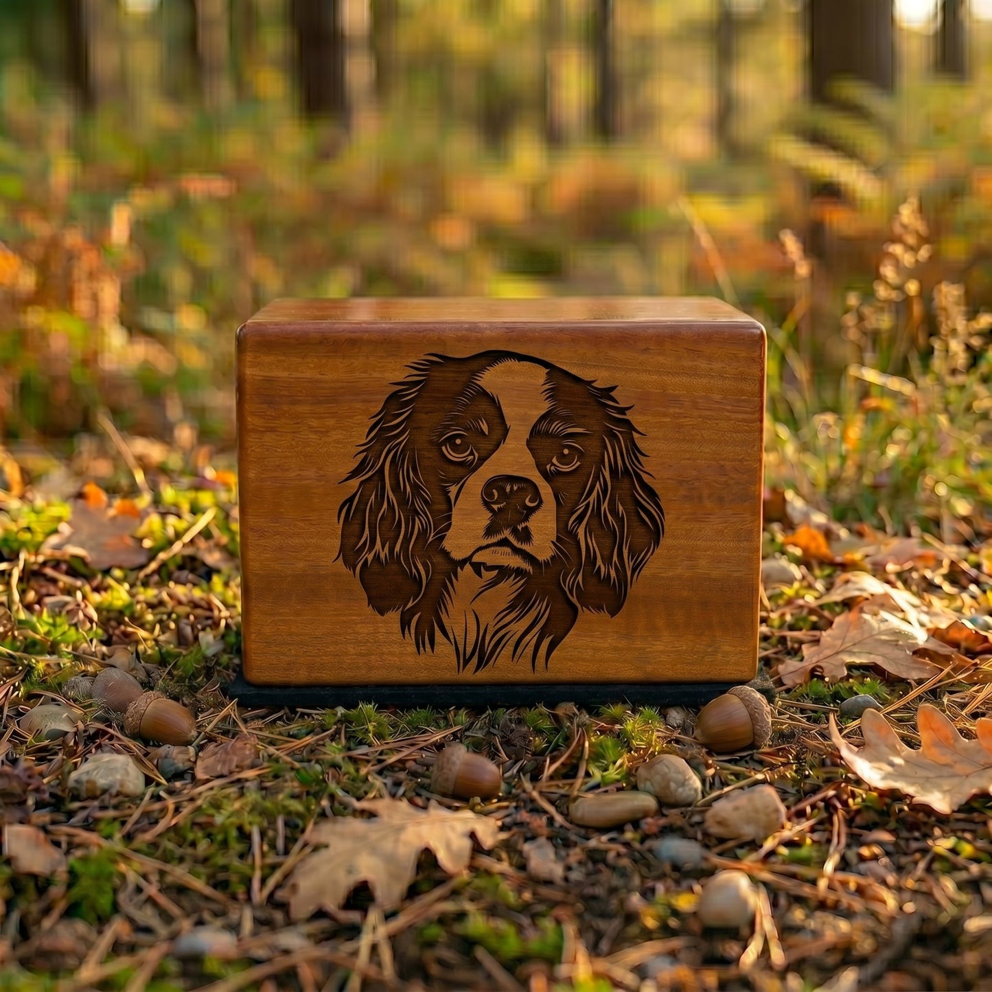 Cavalier King Charles Spaniel Stencil Engraved Wood Memorial