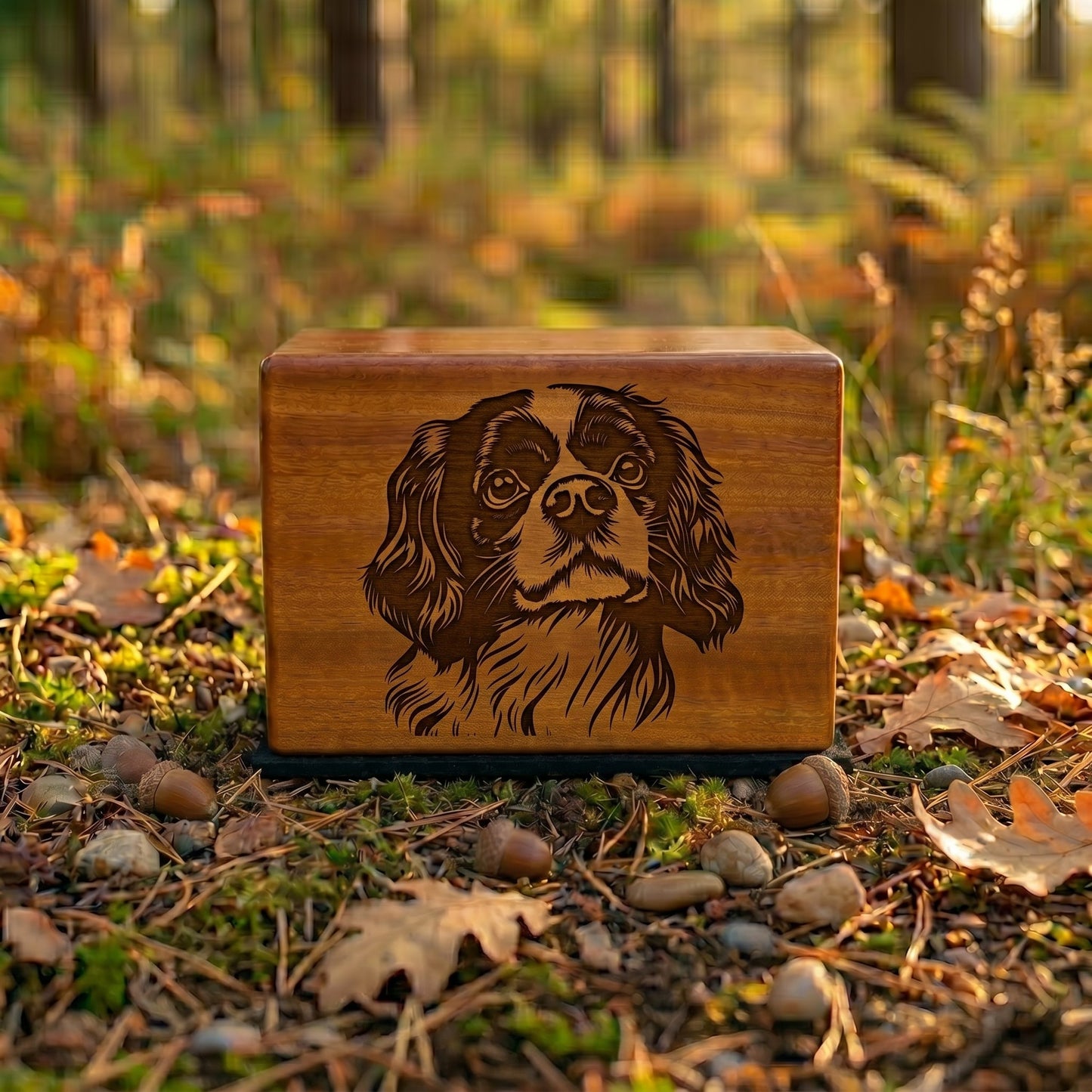 Cavalier King Charles Spaniel Stencil Engraved Wood Memorial