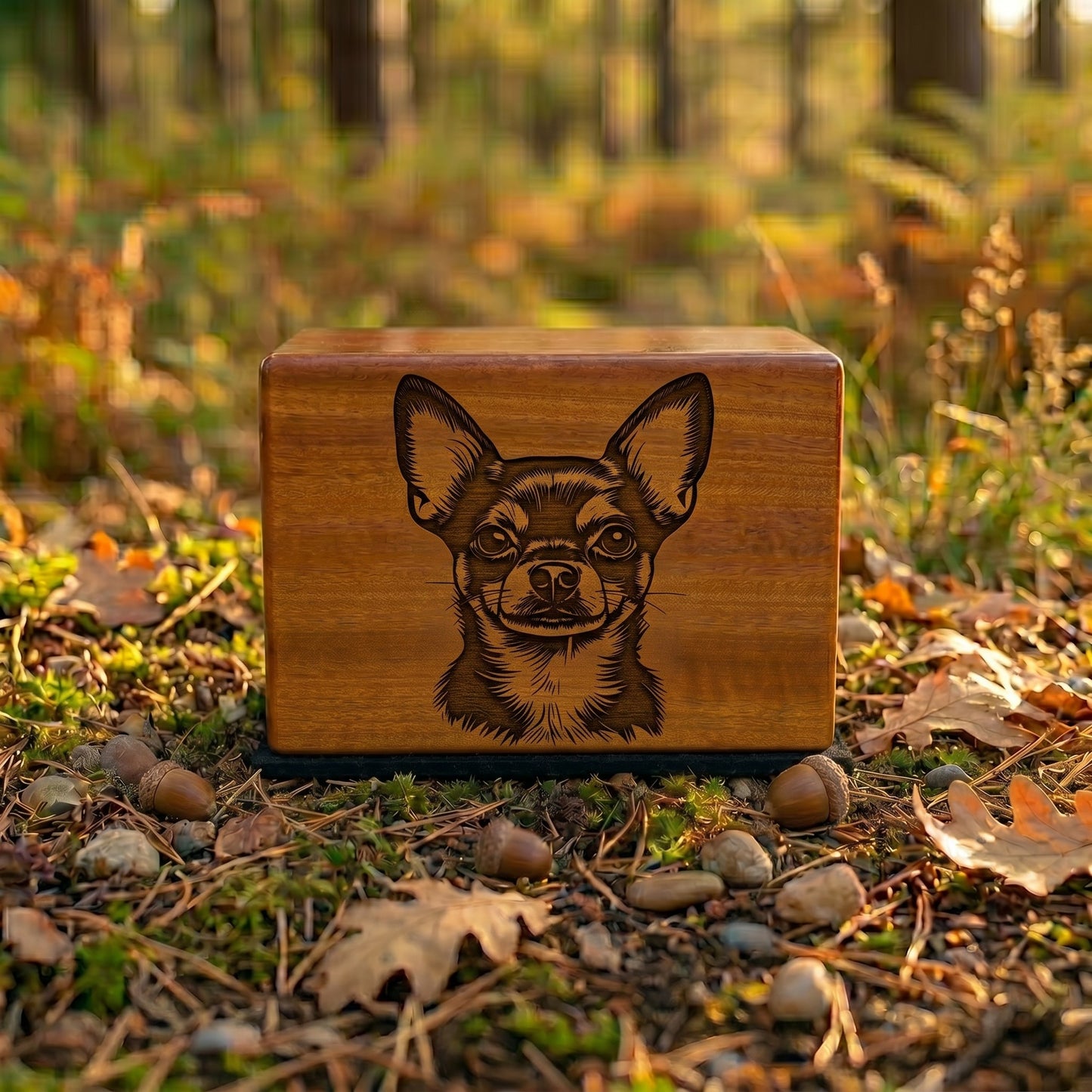 Chihuahua Stencil Engraved Wood Memorial