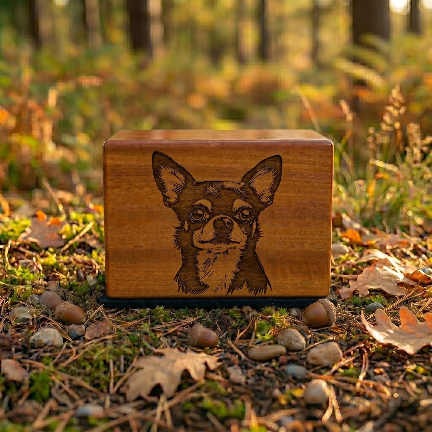 Chihuahua Stencil Engraved Wood Memorial