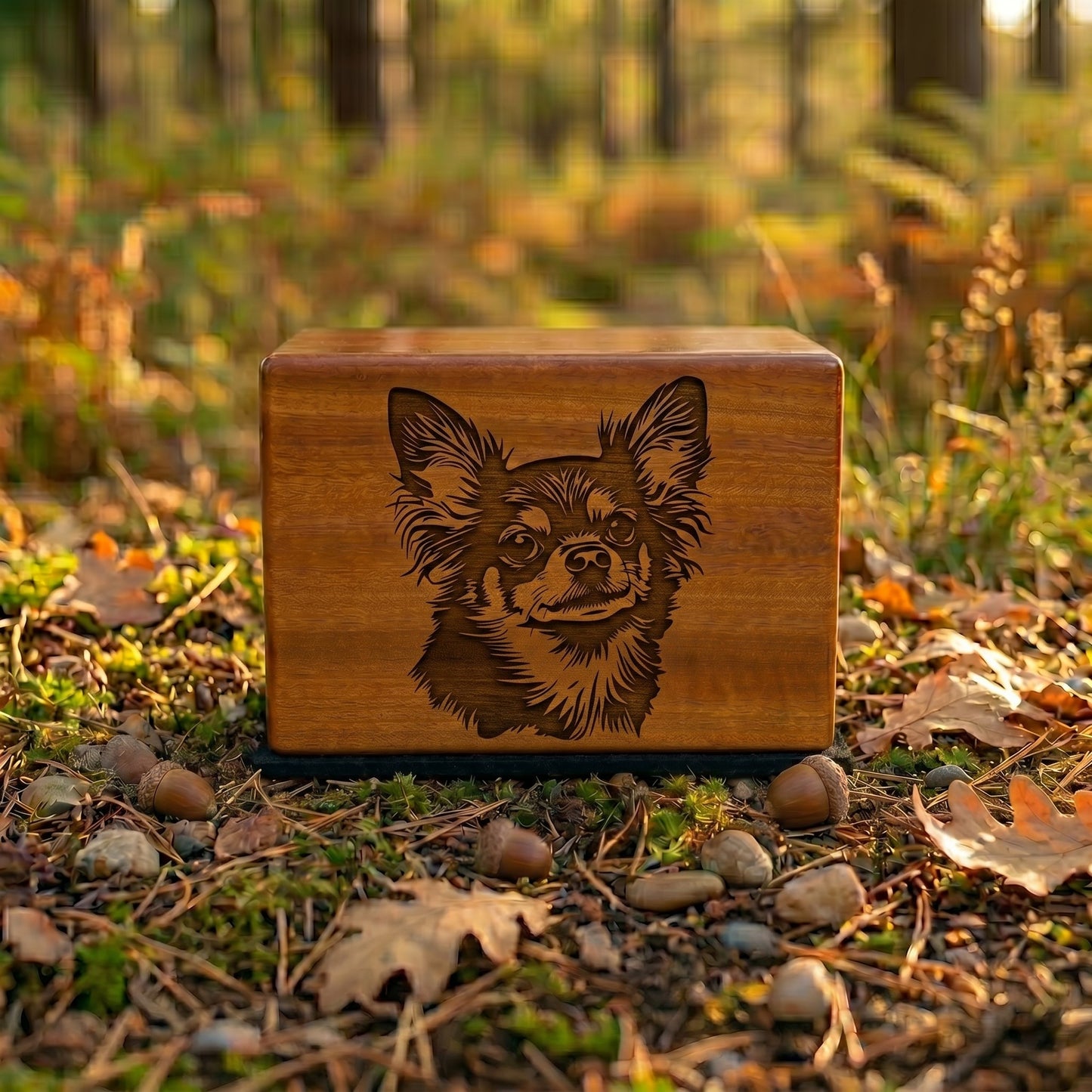 Chihuahua Stencil Engraved Wood Memorial