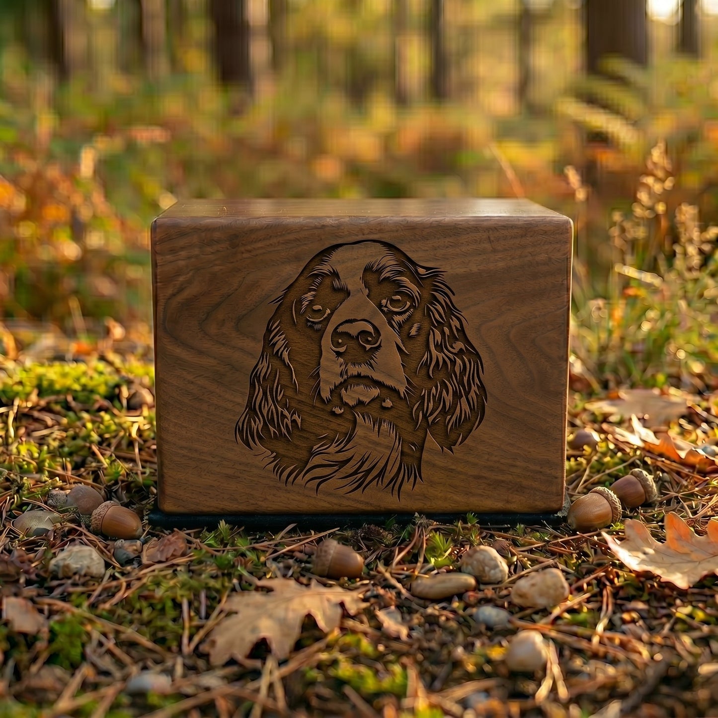 Cocker Spaniel Stencil Engraved Wood Memorial