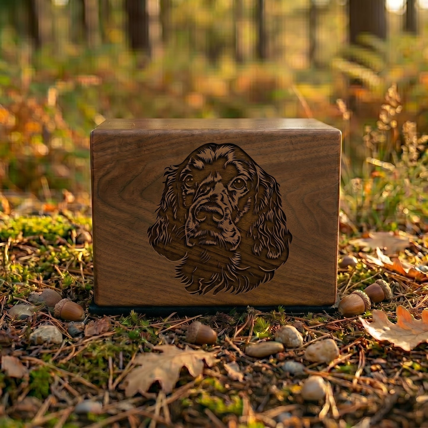 Cocker Spaniel Stencil Engraved Wood Memorial