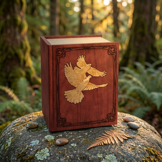 The Bible Doves Companion Wood Urn