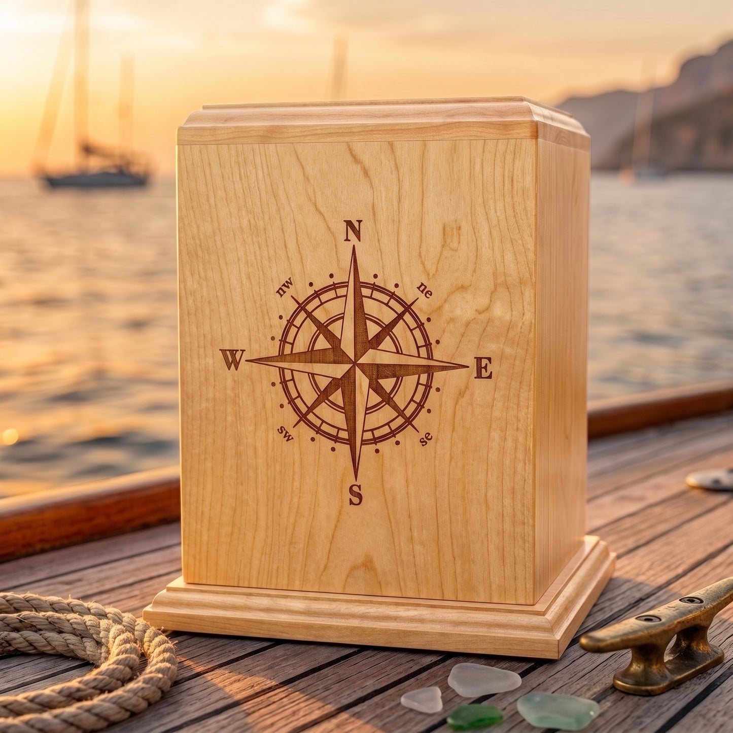 Corinthian Compass Rose Wood Memorial