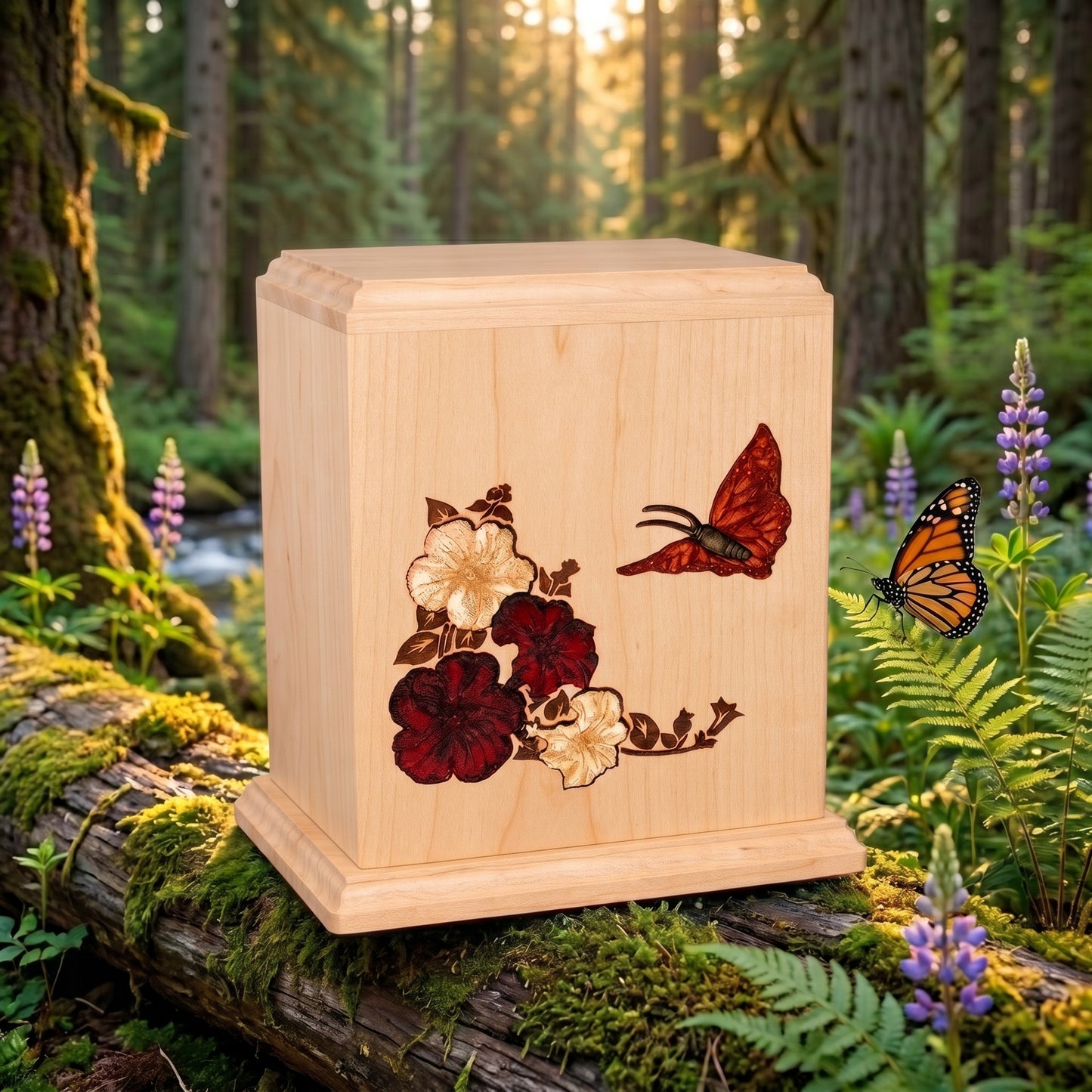 Corinthian Inlay Butterfly Wood Memorial