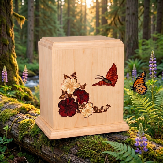 Corinthian Inlay Butterfly Wood Memorial
