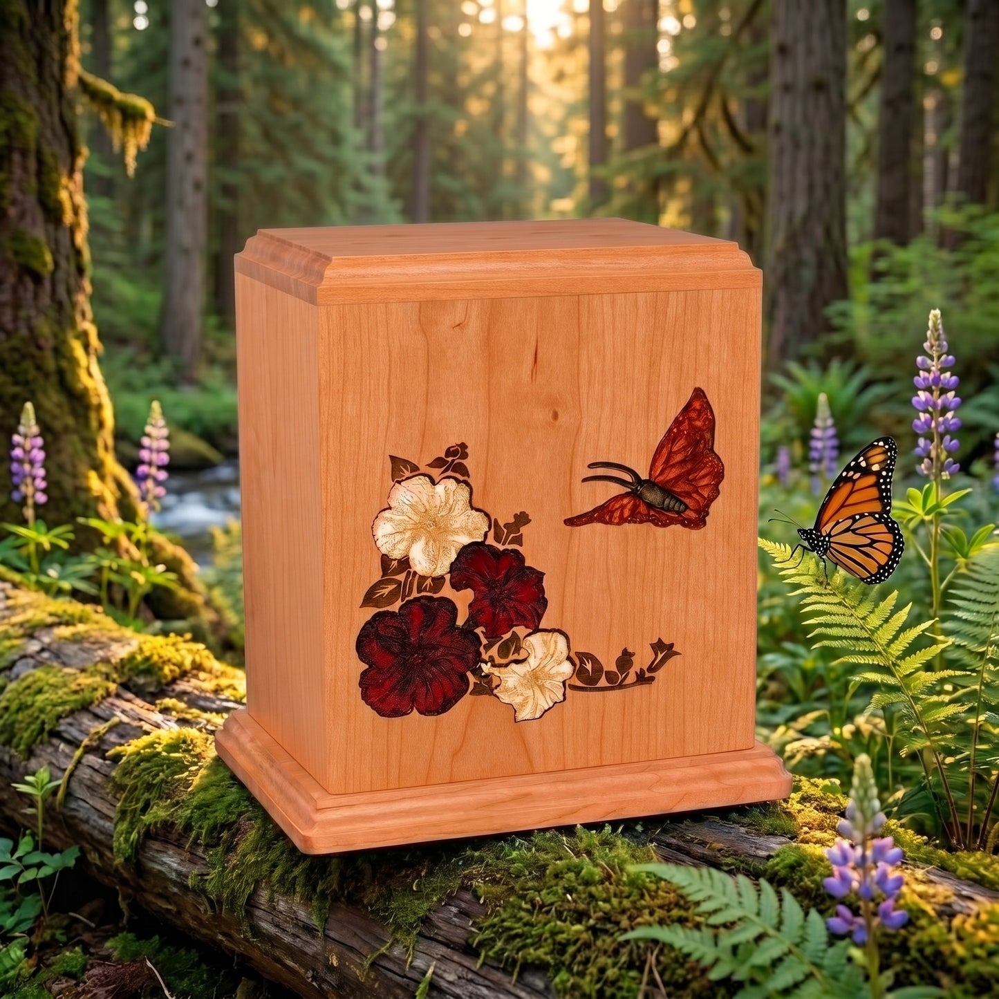 Corinthian Inlay Butterfly Wood Memorial