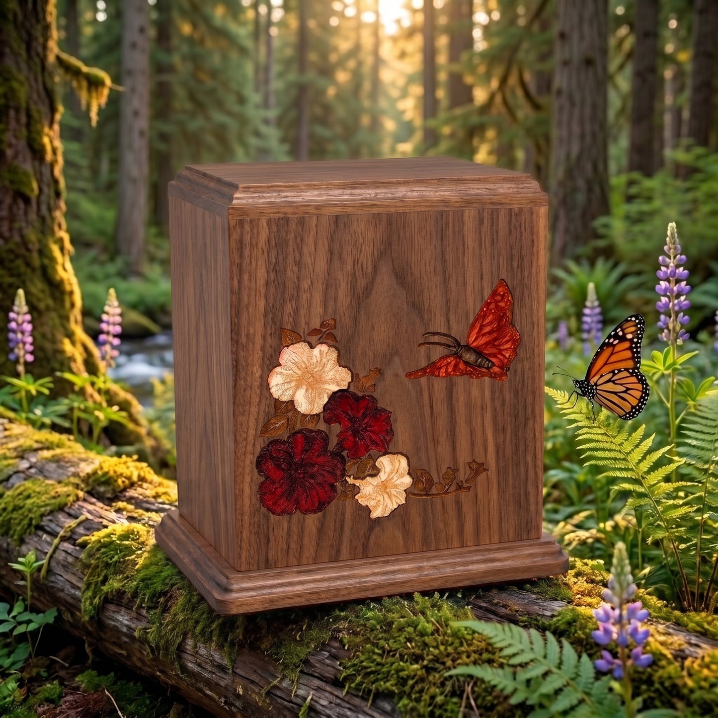 Corinthian Inlay Butterfly Wood Memorial