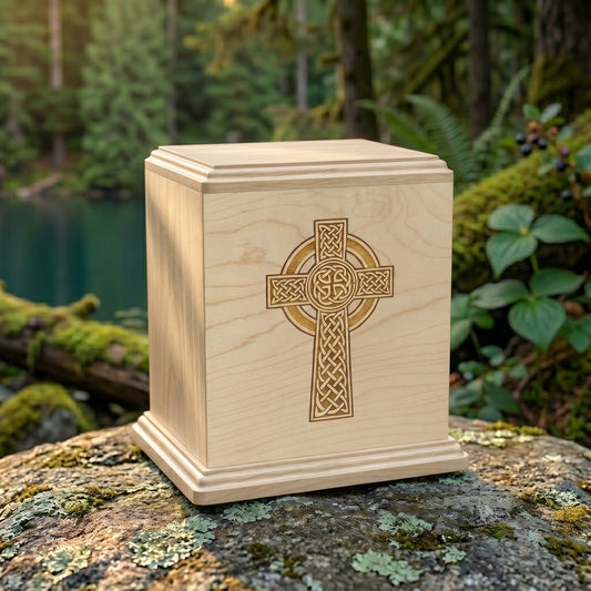 Corinthian Inlay Celtic Cross Wood Memorial