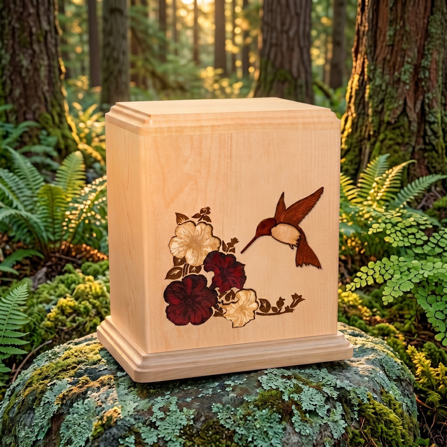 Corinthian Inlay Hummingbird Wood Memorial