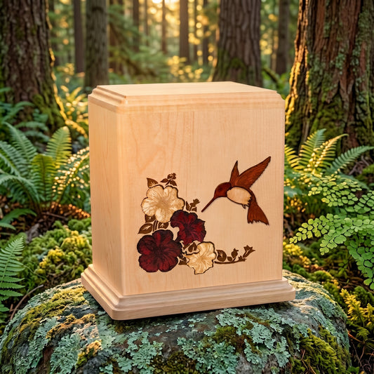 Corinthian Inlay Hummingbird Wood Memorial