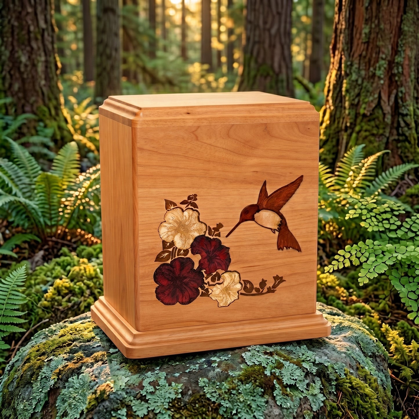 Corinthian Inlay Hummingbird Wood Memorial