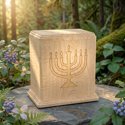 Corinthian Inlay Menorah Wood Memorial