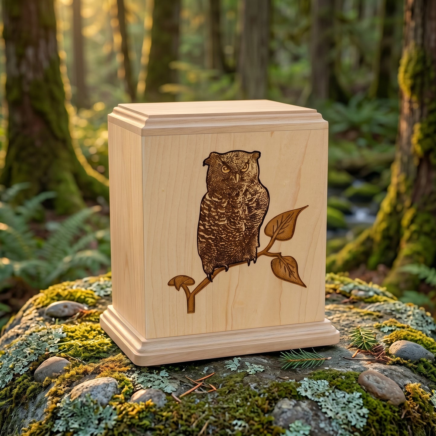Corinthian Inlay Owl Wood Memorial