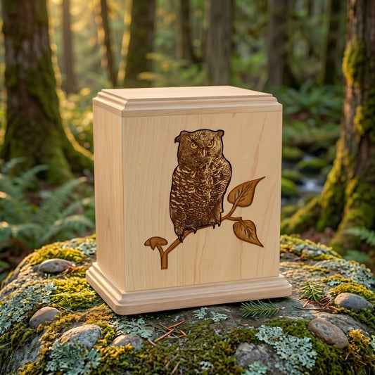 Corinthian Inlay Owl Wood Memorial