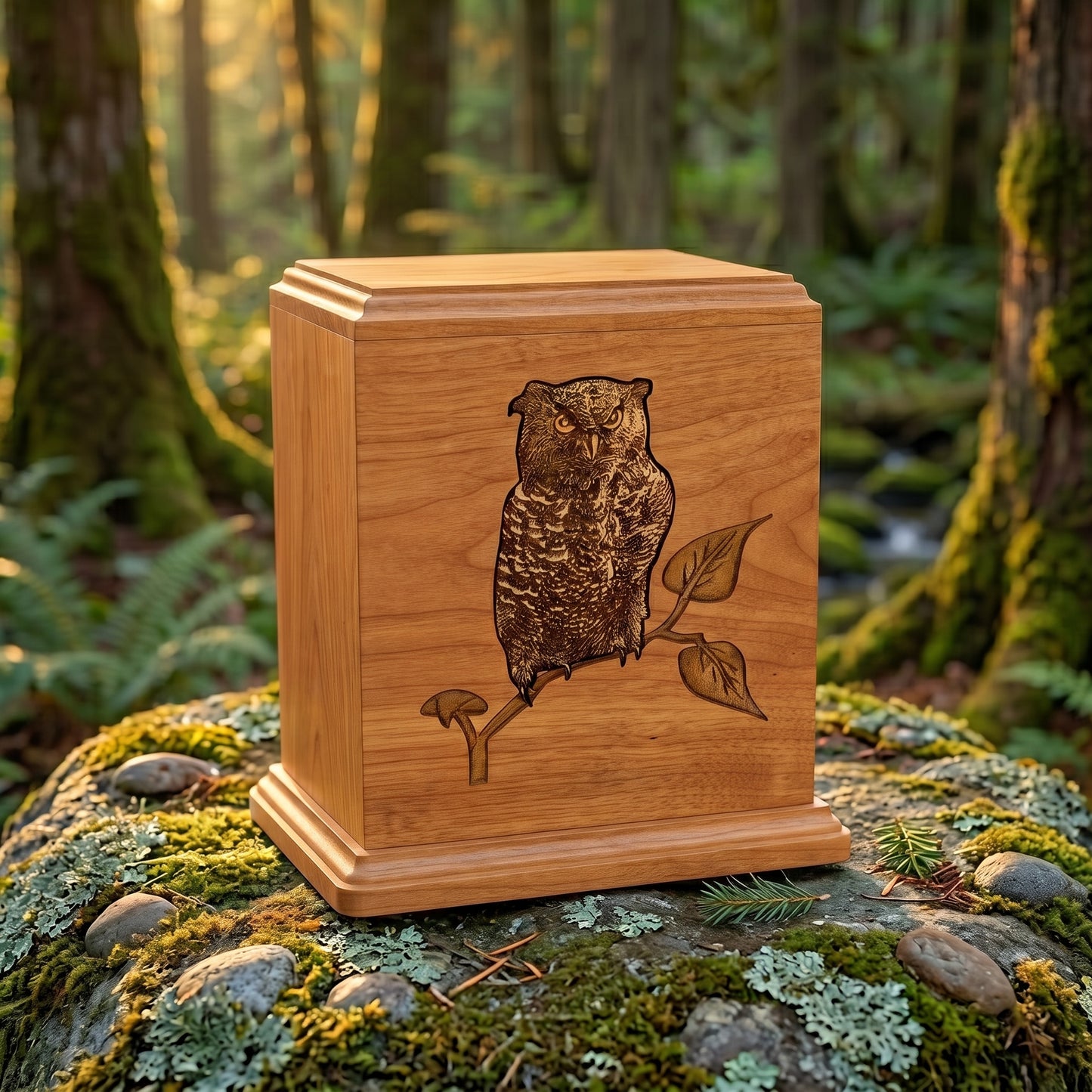 Corinthian Inlay Owl Wood Memorial