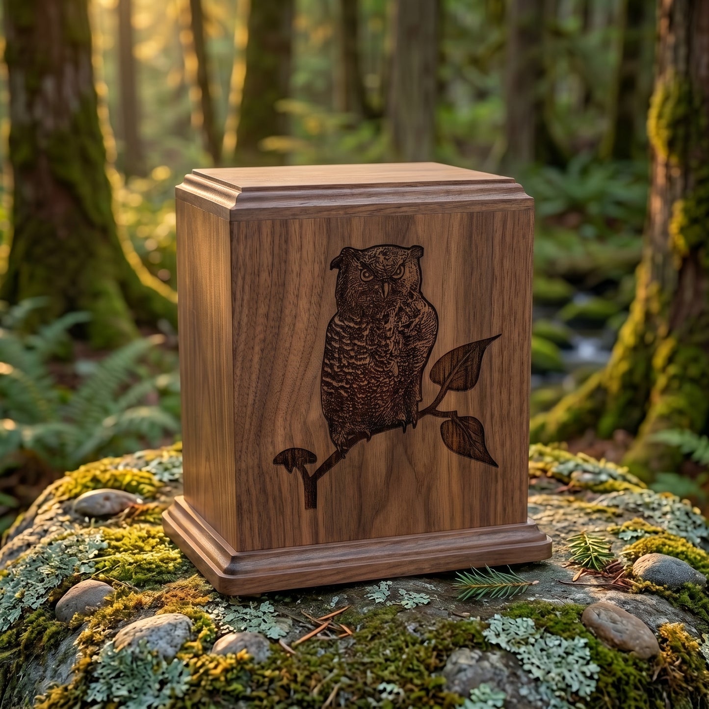 Corinthian Inlay Owl Wood Memorial