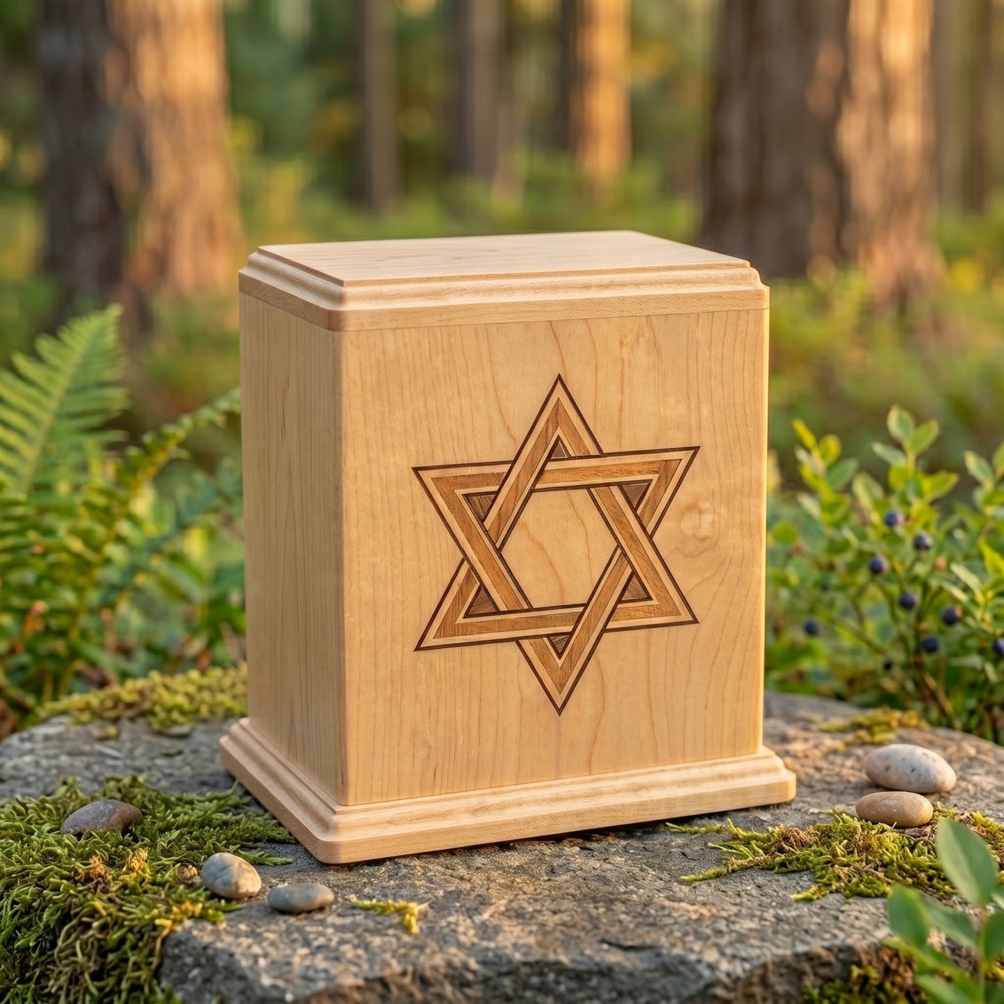 Corinthian Inlay Star of David Wood Memorial