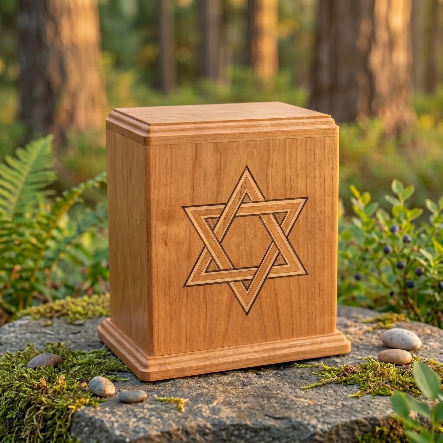 Corinthian Inlay Star of David Wood Memorial