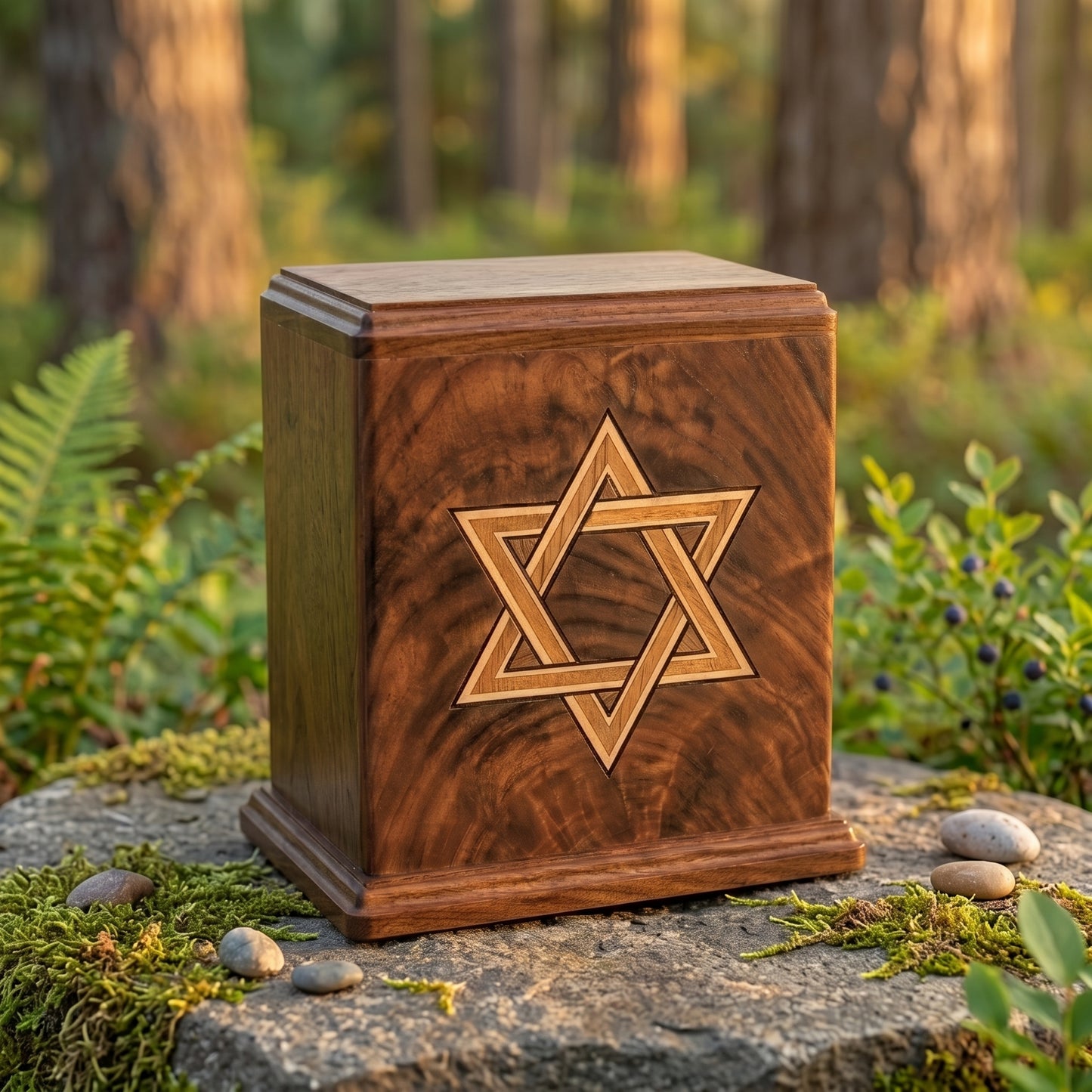 Corinthian Inlay Star of David Wood Memorial