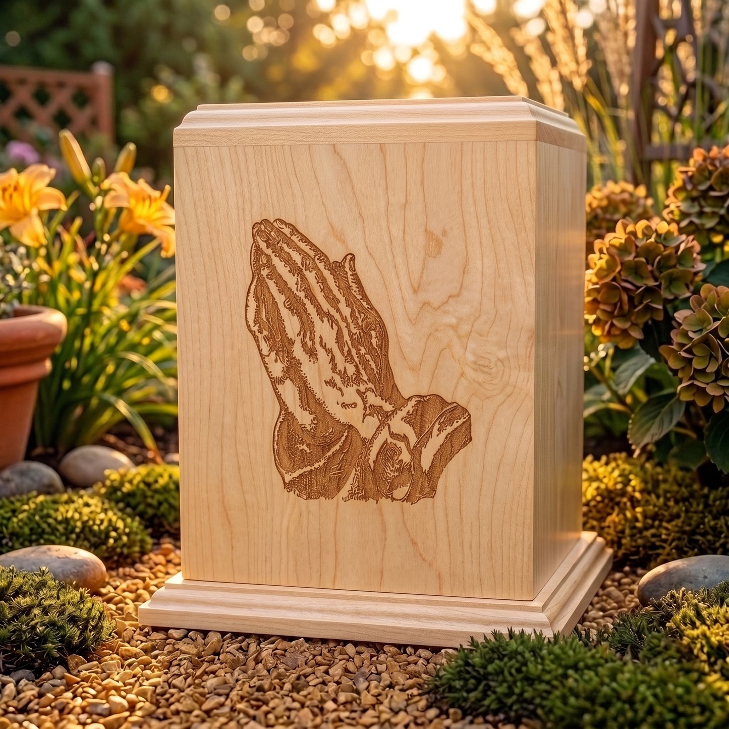 Corinthian Praying Hands Wood Memorial
