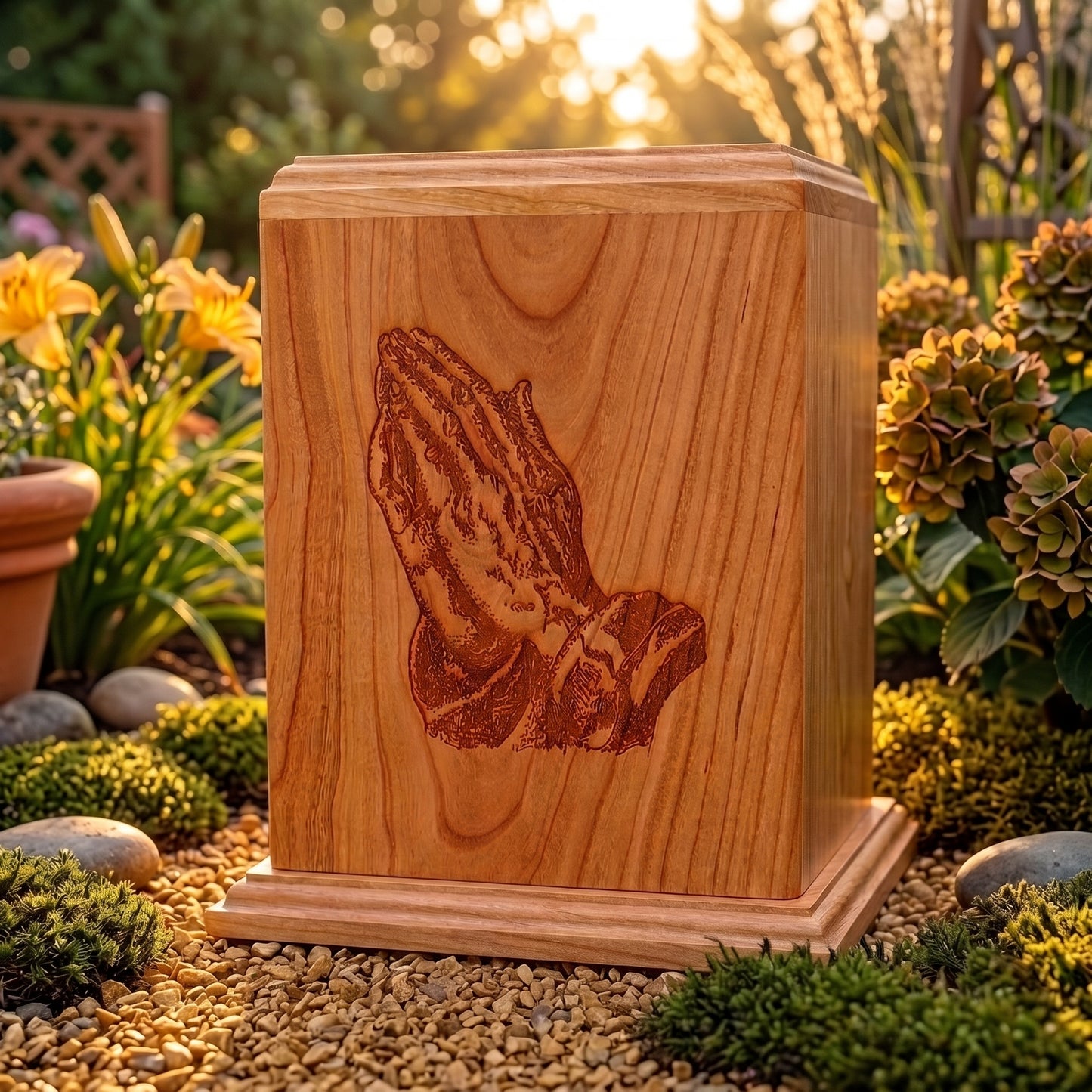 Corinthian Praying Hands Wood Memorial