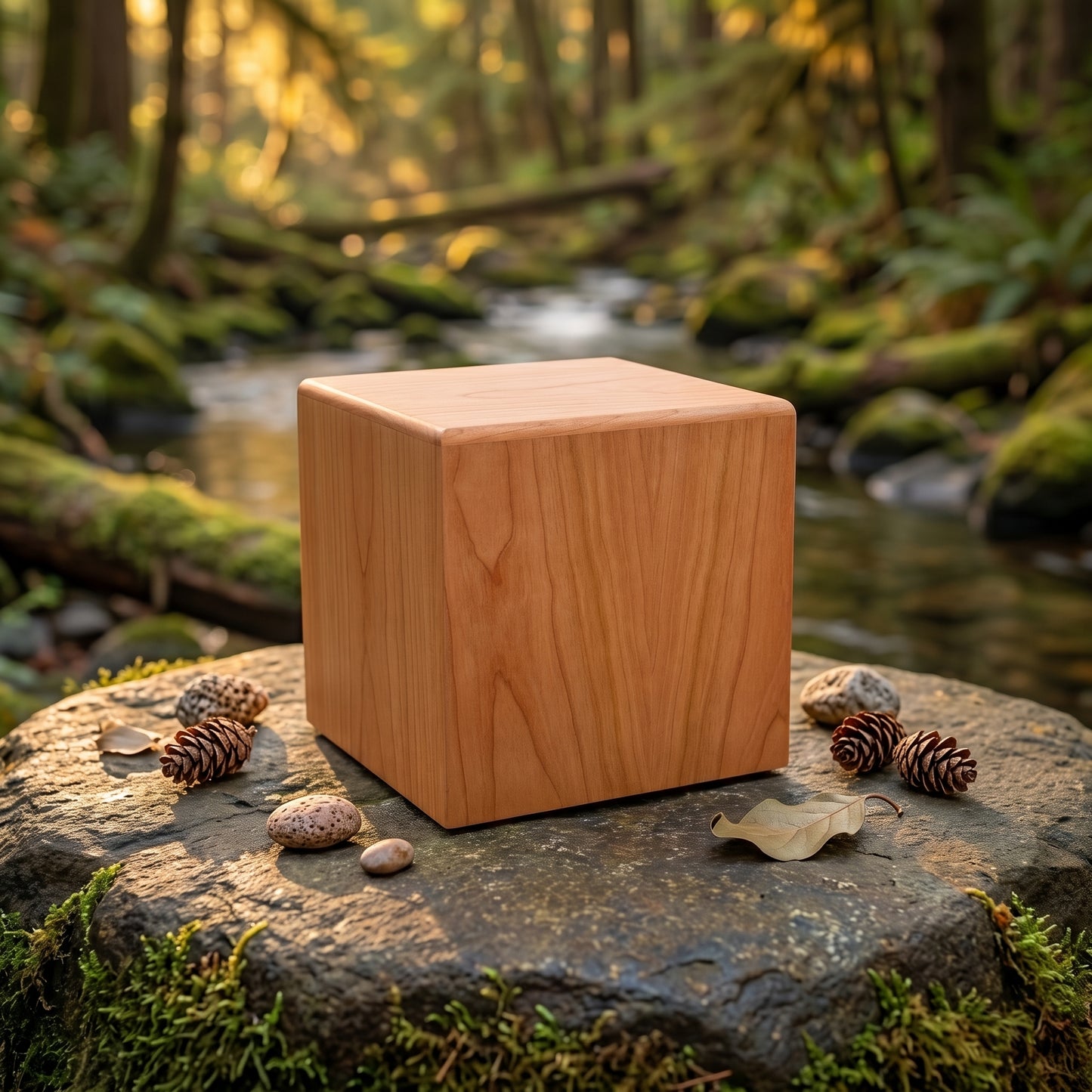 Cube Wood Urn