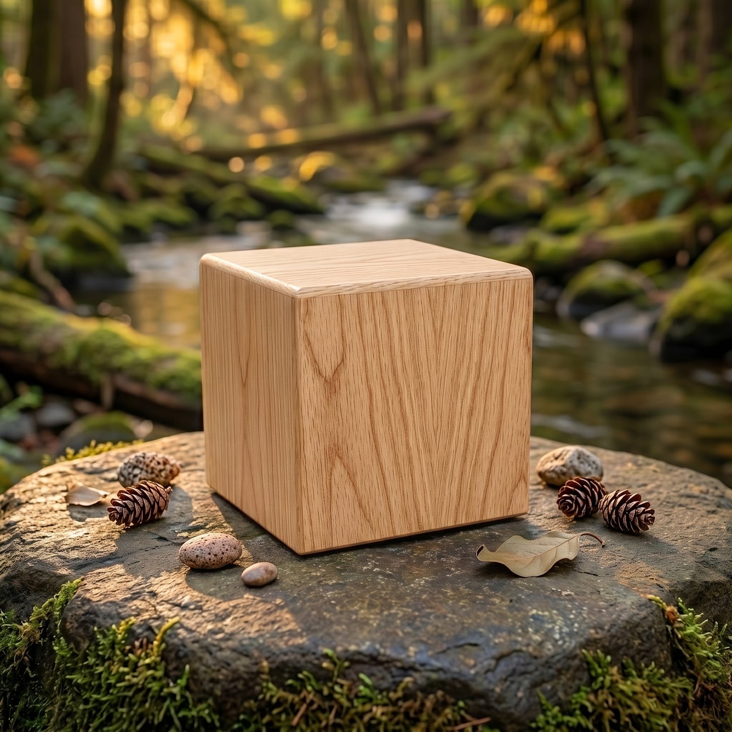 Cube Wood Urn