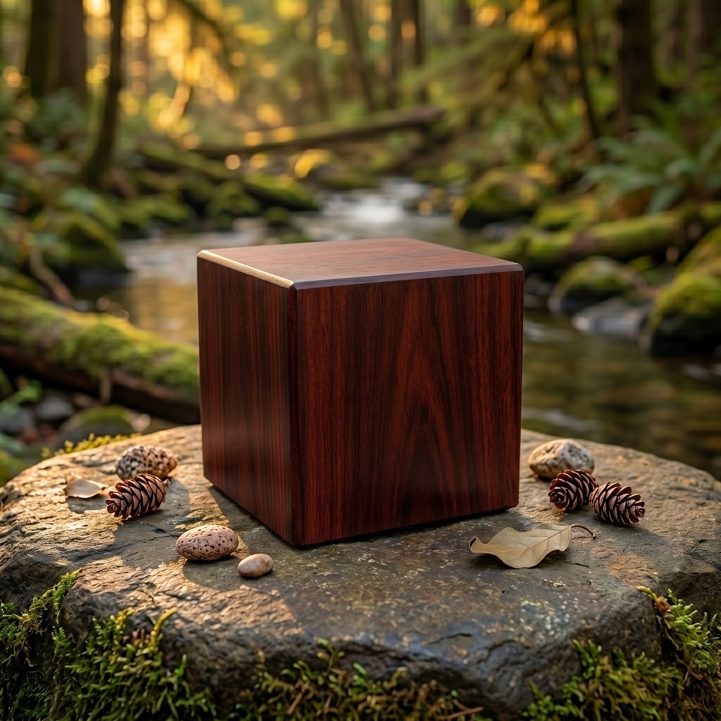 Cube Wood Urn