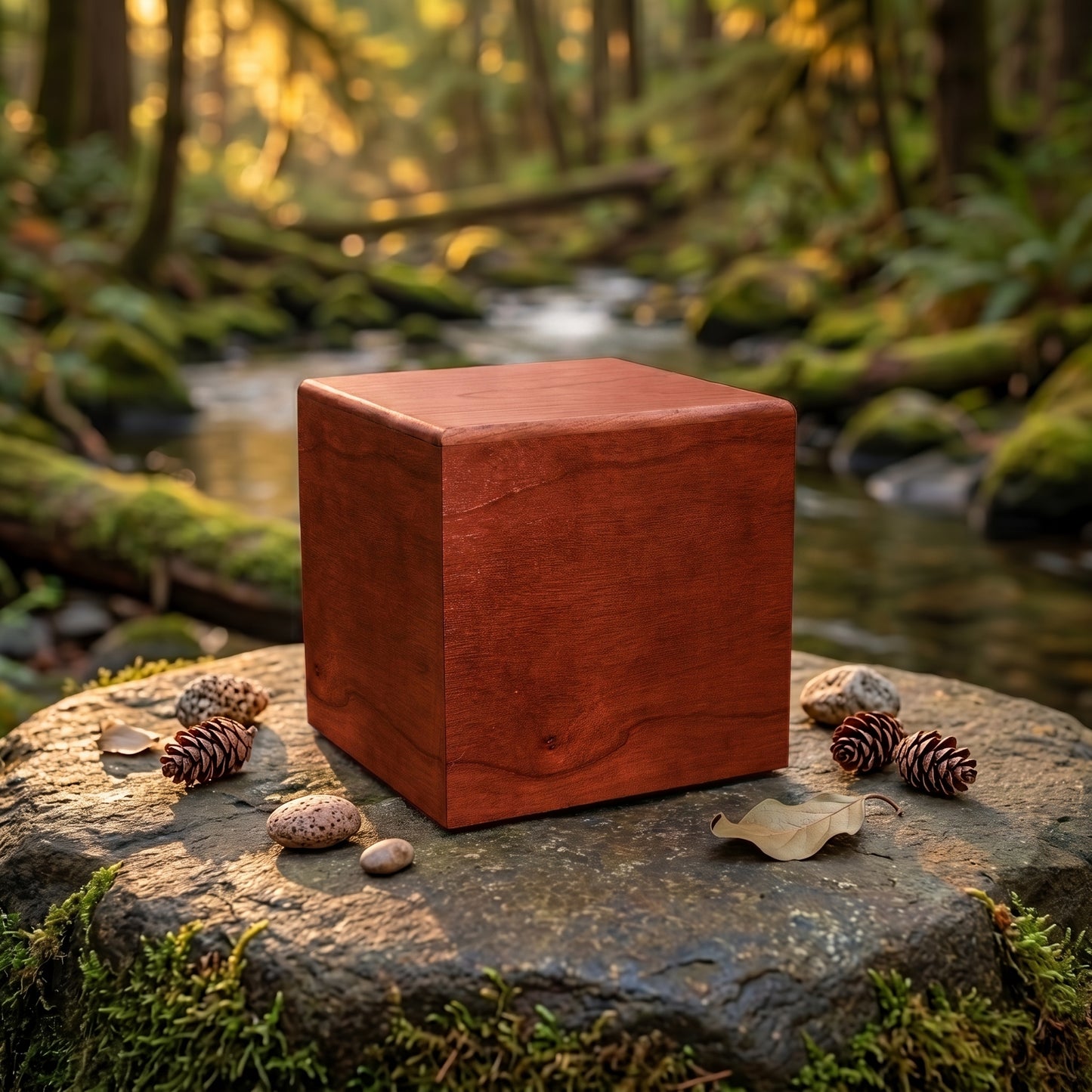 Cube Wood Urn