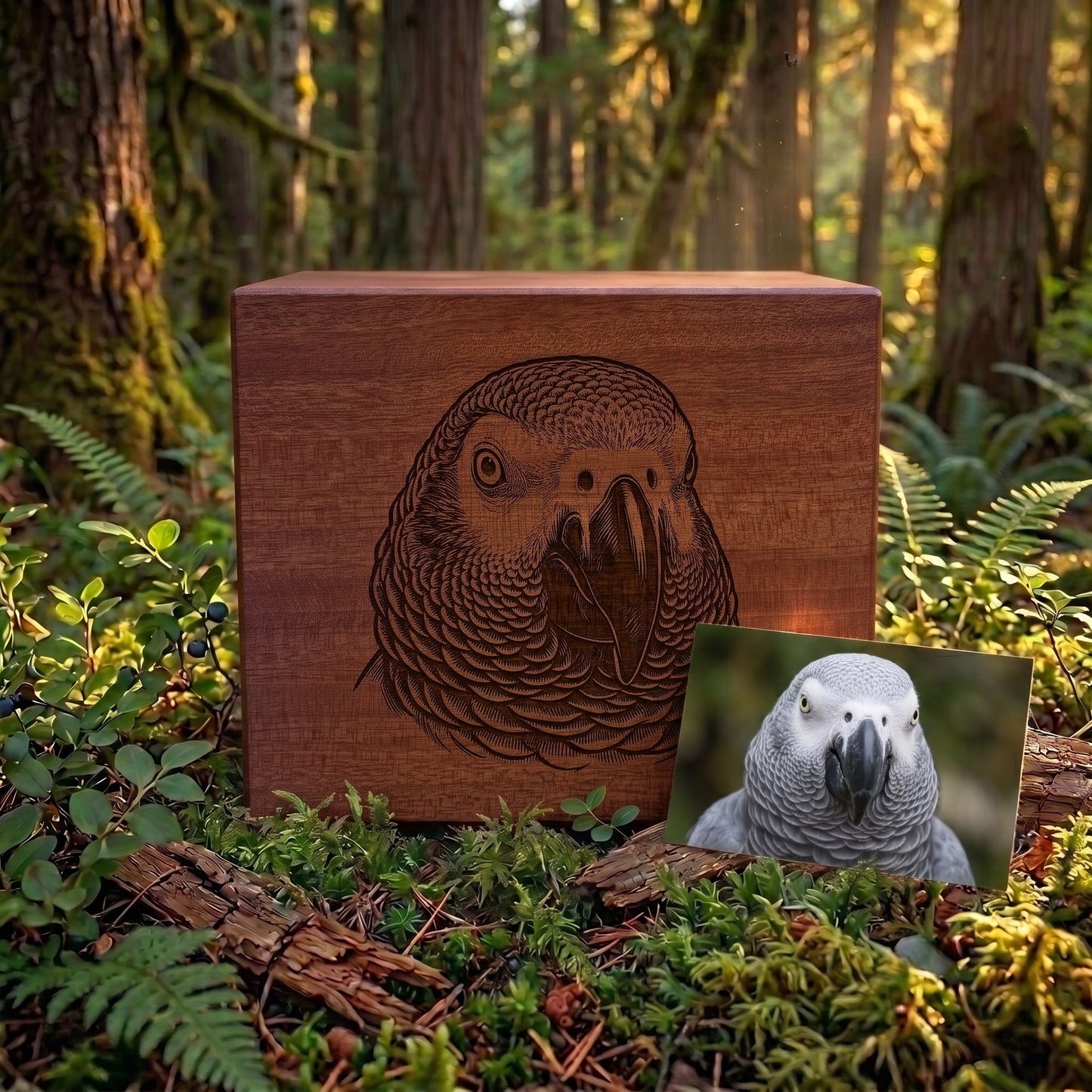 Custom Engraved Bird Wood Memorial