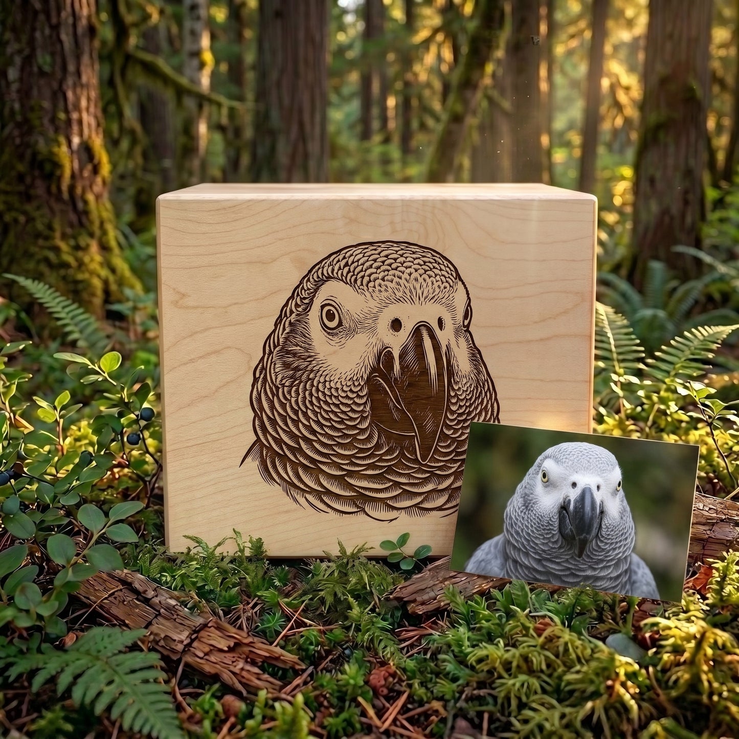 Custom Engraved Bird Wood Memorial