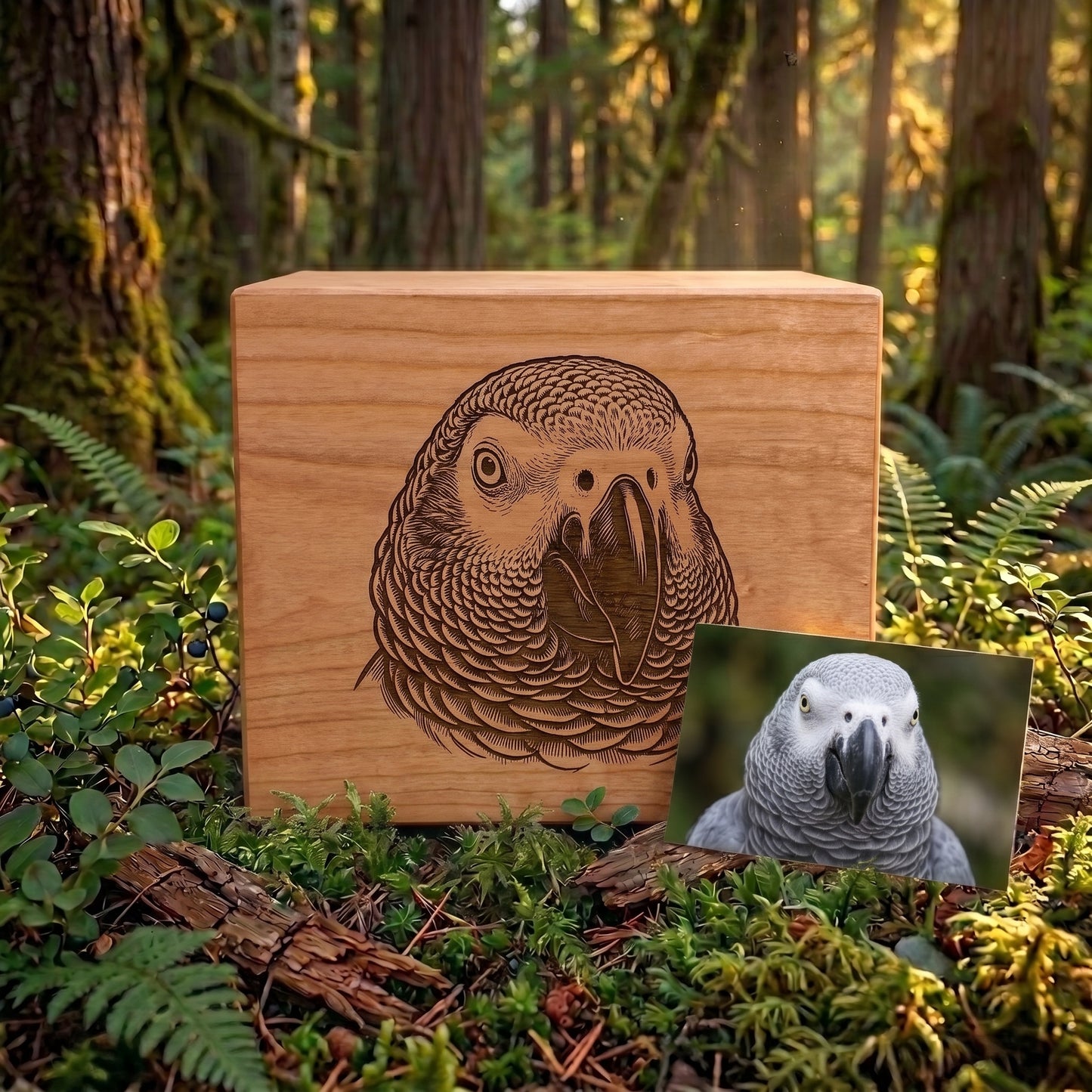 Custom Engraved Bird Wood Memorial