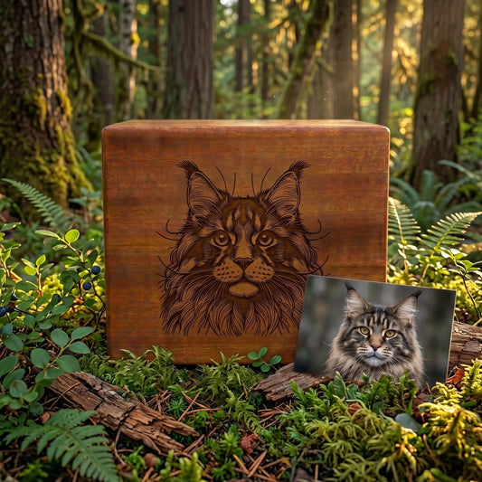 Custom Engraved Cat Wood Memorial