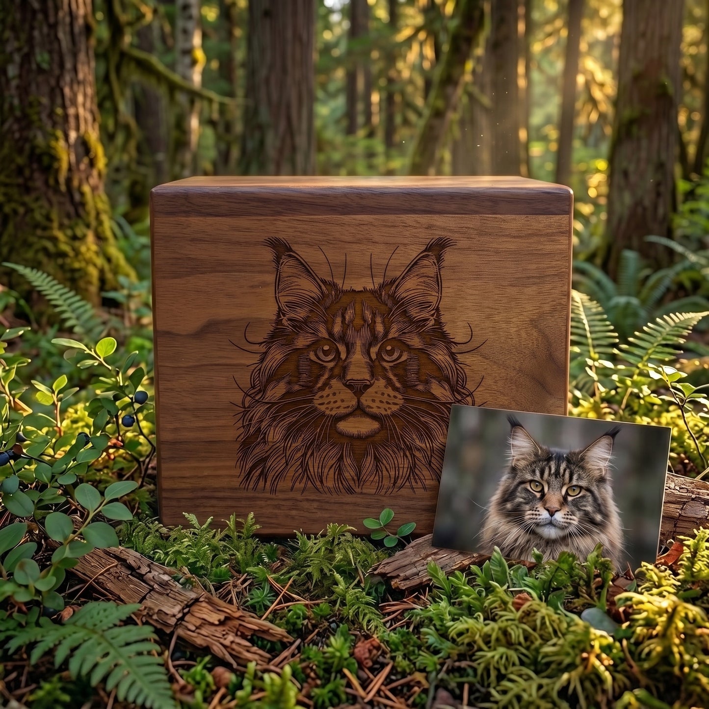 Custom Engraved Cat Wood Memorial