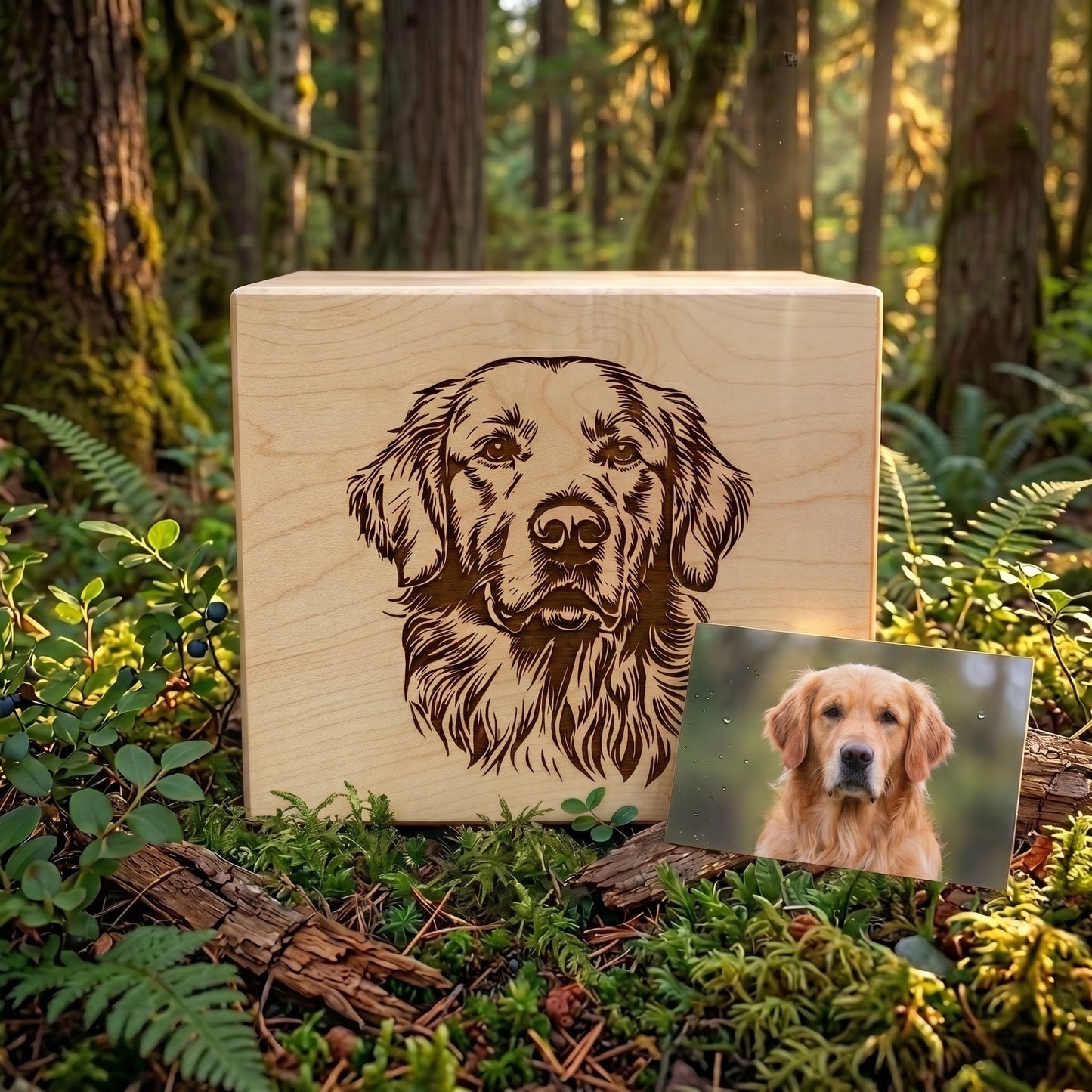 Custom Engraved Dog Wood Memorial