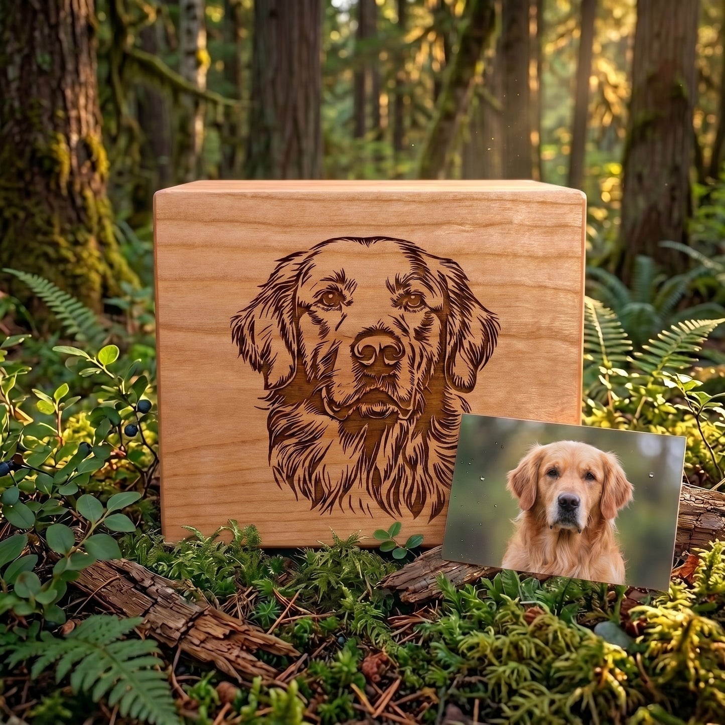 Custom Engraved Dog Wood Memorial