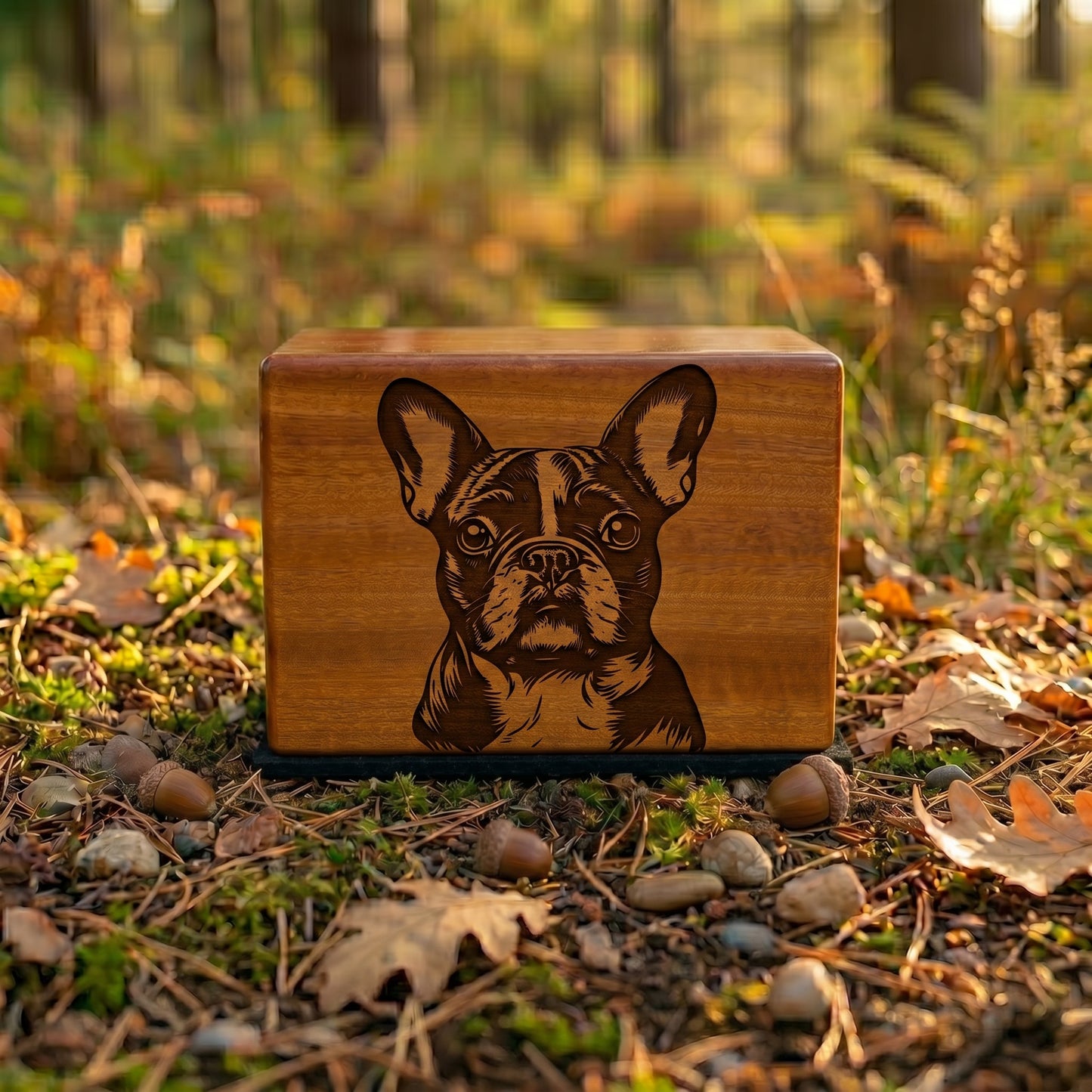 French Bulldog Stencil Engraved Wood Memorial
