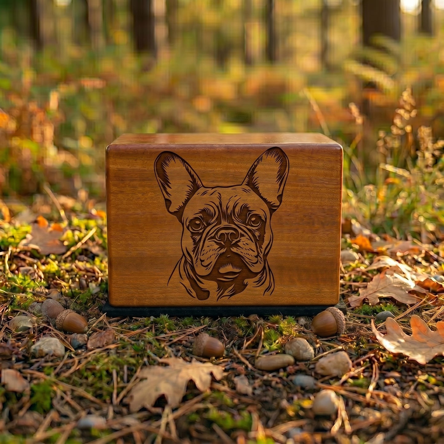 French Bulldog Stencil Engraved Wood Memorial