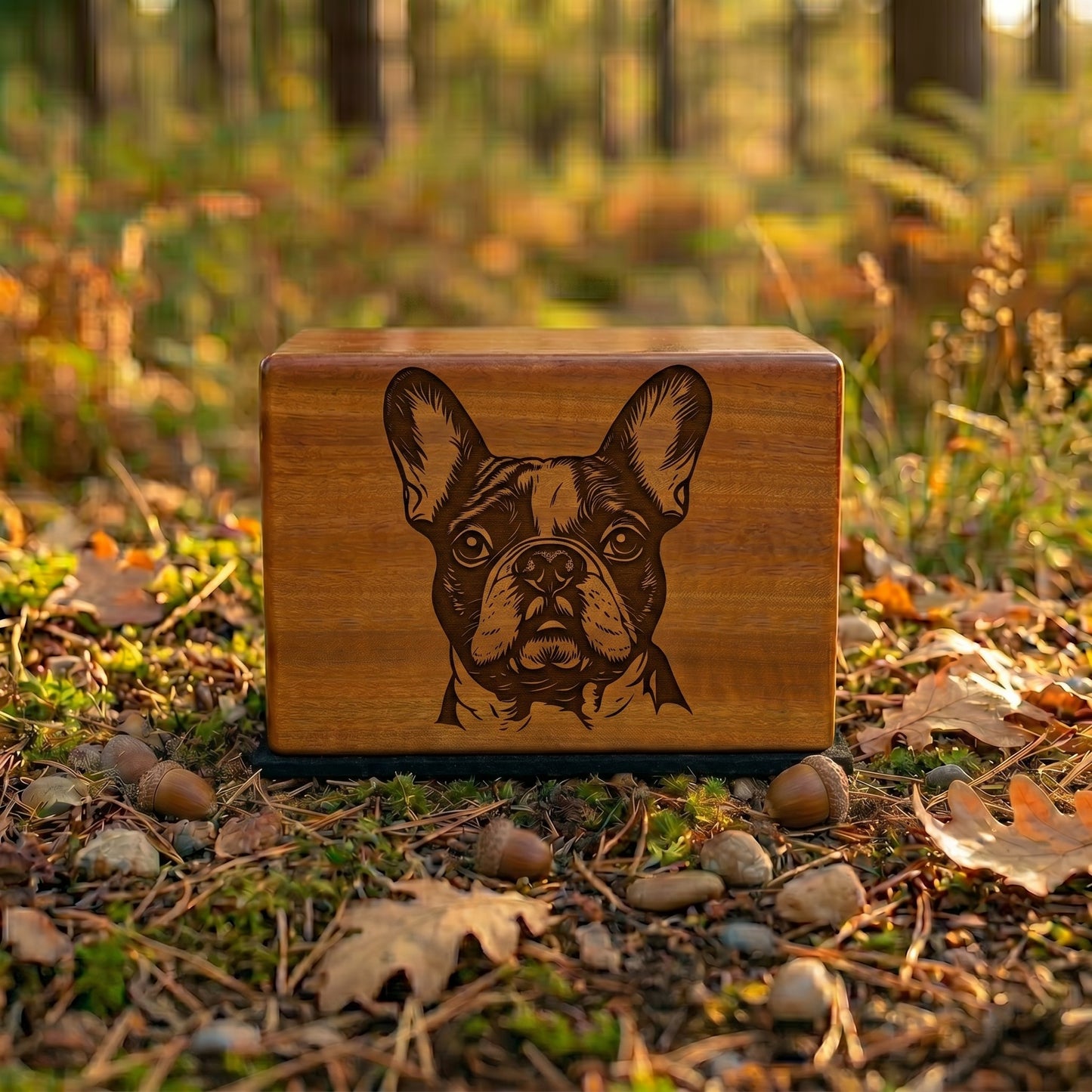 French Bulldog Stencil Engraved Wood Memorial