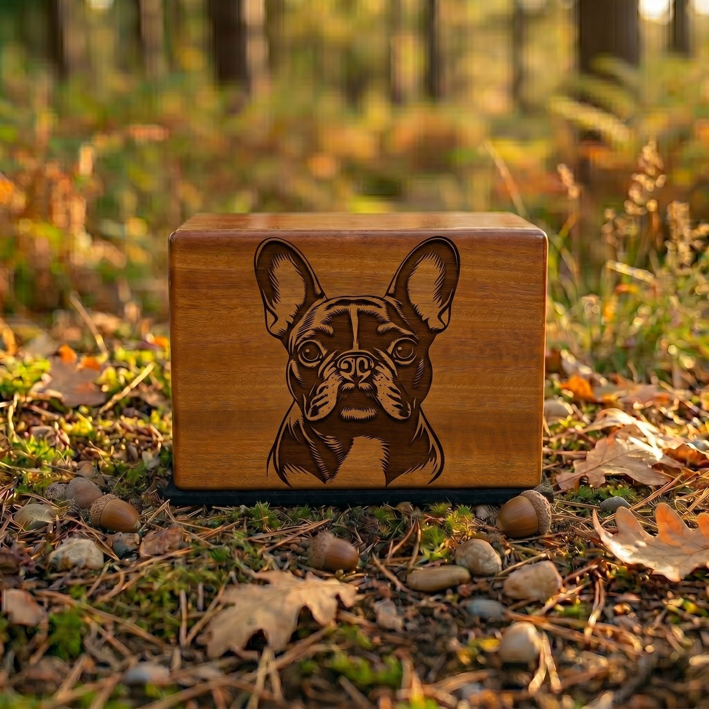 French Bulldog Stencil Engraved Wood Memorial
