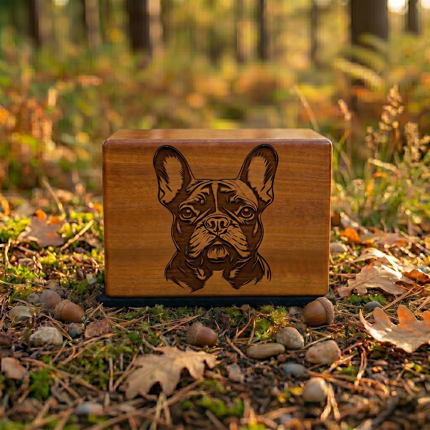 French Bulldog Stencil Engraved Wood Memorial