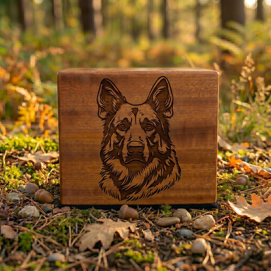 German Shepherd Stencil Engraved Wood Memorial
