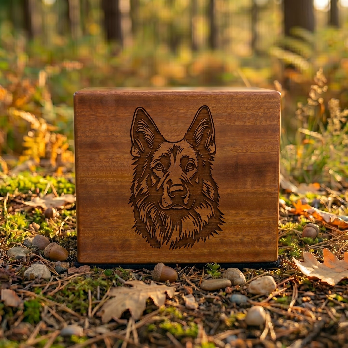 German Shepherd Stencil Engraved Wood Memorial